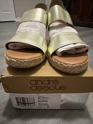 Sandalias Andre Assous nuevas en caja para mujer talla 11 doradas Foto 1 de 4
