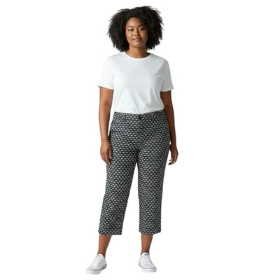 Pantalón Sejour Recortado Gris y Crema Estampado Flecha Informal Talla Grande Talla 14W Foto 1 de 4