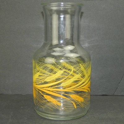 Juice or Water Carafe Golden Wheat 8-3/4" Glass Pitcher Vintage Libbey of Canada - Image 1 of 3