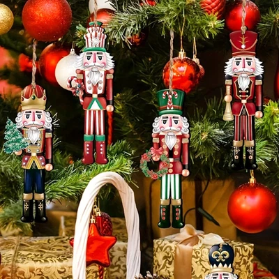 12 Pcs Nutcracker Soldiers Wooden Christmas tree Decorations Xmas Hanging Decor - Image 1 of 4