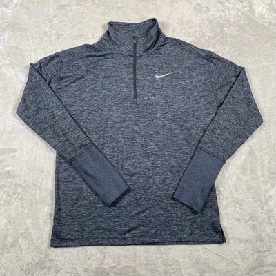 Camisa Nike Dri Fit para Correr Cuarto Cremallera Manga Larga Mujer Pequeña Gris Agujeros para los Pulgares Foto 1 de 4