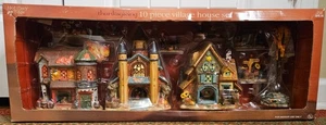 Holiday Time 10 Pc Thanksgiving Village House Set Cider Press/Church - Picture 1 of 12