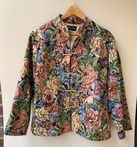 90s Vintage Women’s Coat Size 18 Floral Tapestry Jacket Blazer - Picture 1 of 9