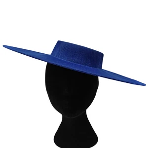 royal blue large wide brim DIY fascinator base wedding hat Kentucky Derby Ascot - Picture 1 of 4