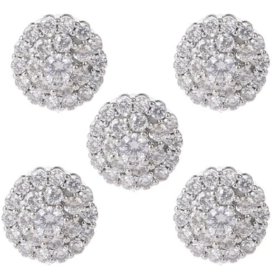 5Pcs 12mm Crystal for Rhinestone Flower Round Buttons with Metal Embellishm - Image 1 of 4