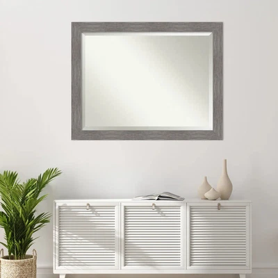 Beveled Bathroom Wall Mirror - Pinstripe Frame - Image 1 of 4