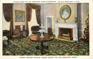 Postal sala de estar My Old Kentucky Home Bardstown KY Stephen Collins - Imagen 1 de 2