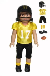 Jungen Puppenkleidung 18 Zoll Football Ensemble schwarzer Helm Football Fit AG & Junge Puppen - Bild 1 von 7