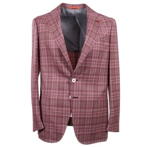 Isaia Napoli Berry Pink Check Super 140s Wool Sport Coat 38R (Eu 48) NWT - Picture 1 of 12