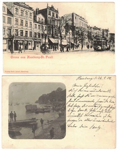 2 x Ak Litho Hamburg St.Pauli Straßenbahn & Foto Karte 1902/1904 (A4083 - Bild 1 von 2