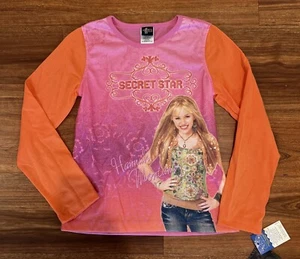 Disney Hannah Montana Girls Pajama Top  Size 10/12 Pink Orange Long Sleeve - Picture 1 of 5