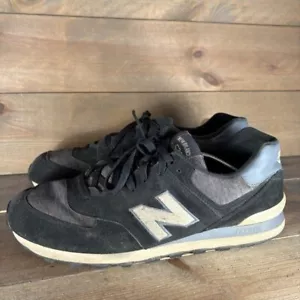 new balance 574 mens size 15 shoes black suede running sneakers - Picture 1 of 8