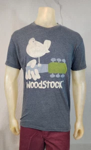 Woodstock Concert Gray Graphic Print LARGE Crew Neck Short Slv T Shirt Top USED - Picture 1 of 5