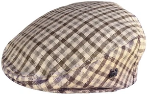 Headchange Made in USA Plaid Linen Ivy Newsboy Scally Cap Irish Driver Flat Hat - Picture 1 of 8