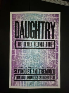 DAUGHTRY Ryman 2021 HATCH SHOW PRINT Nashville Concert Poster Sevendust Tremonti - Picture 1 of 1