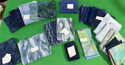 Lote de tela de acolchado mezcla de algodón y mezcla Shades of Blues aplicación 6 yardas 1,8 libras Foto 1 de 4