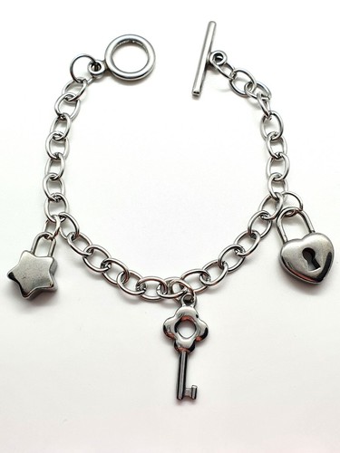 VALENTINO Bracciale fatto a mano con cuore chiave e stella