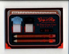 CRAIG / KEVIN STADLER 2022 LEAF IN THE GAME GRIP & RIP RED DUAL RELIC #/3 BC9840