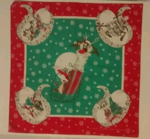 Vintage Christmas Looney Tunes Taz Bugs Bunny Bandaroo Bandana Scarf Warner Bros - Picture 1 of 21