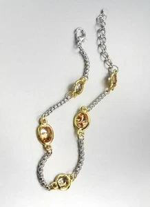 WUNDERSCHÖNE Designer Stil Silber Box Kette Zopf Braun Topas CZ Kristalle Armband - Bild 1 von 2