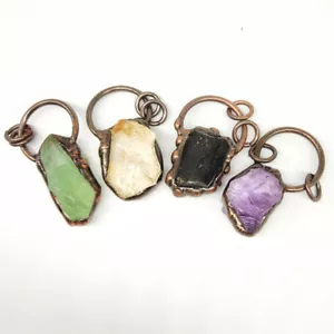 Natural Raw Rough Crystal Quartz Pendant Antique Bronze Trim Healing Jewelry - Picture 1 of 16