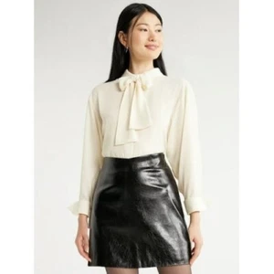 Scoop Women Tie Neck Shirt XL White - Picture 1 of 1