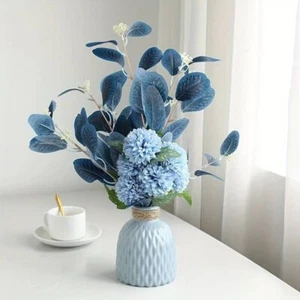 💠MAZZO di FIORI finti azzurro Foglie eucalipto e Fiori 47 cm cm NUOVO 💠 - Imagen 1 de 8