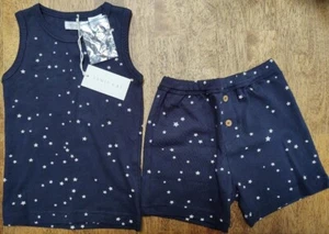 Jamie Kay Summer Pajamas Tiny Stars Black Iris 6 Years - Picture 1 of 3