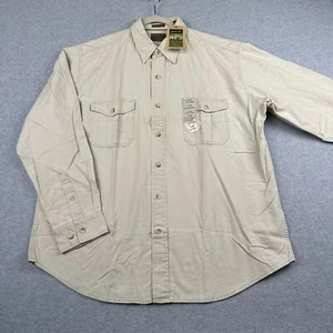 NWT St. John's Bay Trekker Crosshatch Shirt Mens L Khaki Pockets Gorpcore Safari - Picture 1 of 10