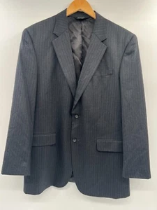 Jos A Bank Men 44L Dark Gray Stripe Wool Blend Blazer Sports Coat Suit Jacket - Picture 1 of 12