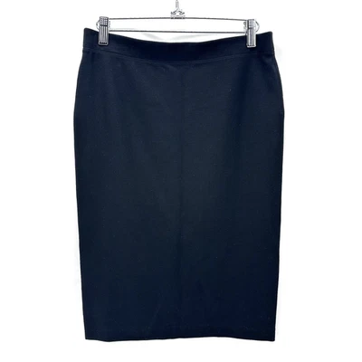 Vince 弹力针织铅笔裙 M 黑色及膝职业极简主义胶囊 — 第 1/4 张图片