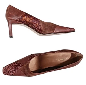 J. Renee MADISON Croc Embossed Patchwork Heel Pump Metallic 3" - Picture 1 of 11