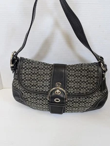 Bolso de hombro/tote Coach F10926 vintage Soho de cuero negro y lona exclusiva C - Imagen 1 de 12
