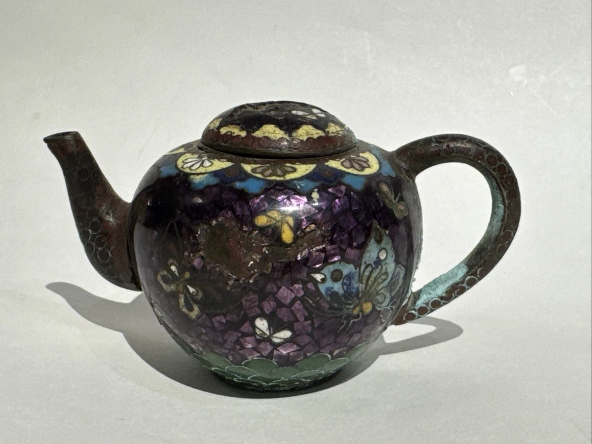 多色古董原始景泰蓝古董日本茶壶| eBay