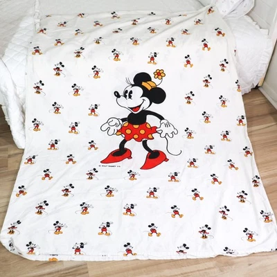 Винтажный пододеяльник одеяло чехол Minnie Mouse Mickey Disney хлопок Twin размер 60 x 76 - Изображение 1 из 4