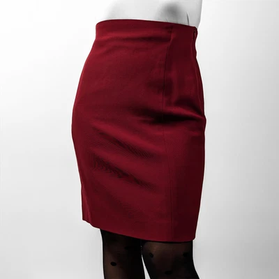 Jil Sander+ Vintage Red Wool Officesiren Designer A LIne Knee Pencil Skirt S-M - Image 1 of 4