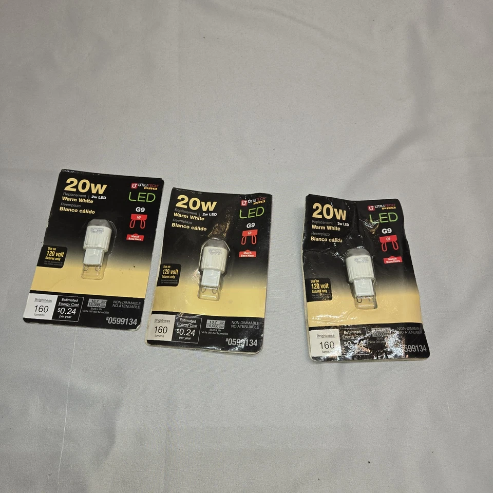 2 Feit Electric LED G9 Base 20 Watt Replacement Uses Only 2w 120v