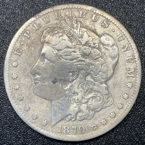 1879-CC Morgan Silver Dollar $1 VF Dettagli Chiave Pulita Data Rara Carson City - Foto 1 di 2