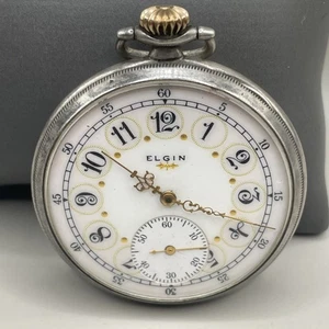 Elgin 30496640 Fancy Dial Sterling Taschenuhr. 43mm Gehäuse. Nicht funktionsfähig. - Bild 1 von 10