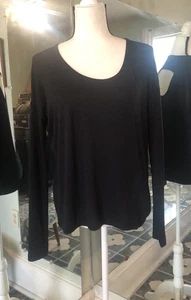 Rag & Bone Long Sleeve T-Shirt Women XS Black Scoop Neck Open Back  - Picture 1 of 6