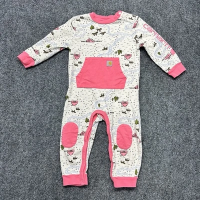 Carhartt Mameluco Dormir Mono Caballos Ecuestre Una Pieza Rosa Bebé 18 Meses Foto 1 de 4