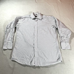 Donald Trump Shirt Mens Medium White Striped Button Up Business Career 15.5 32 - Picture 1 of 14