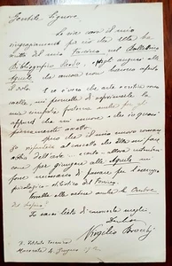 W242- VIRGILIO BROCCHI SCHRIFTSTELLER, SIGNIERTER AUTOGRAMMBRIEF, MAZERIERT 1902 - Bild 1 von 1
