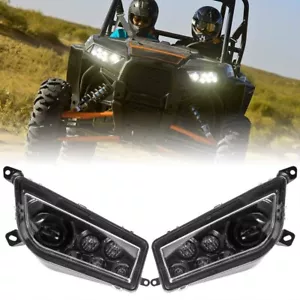 LED Headlight Black 6000K For 2014 2015 2016 Polaris RZR 900 1000 XP 4 General - Picture 1 of 11