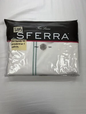 Edredón Sferra Grande Hotel algodón percal F/Q blanco/aqua usado con defectos Foto 1 de 4