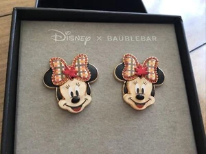 Orecchini Baublebar Disney Minnie Mouse foglia d'acero fiocco gingham autunno tono oro - Foto 1 di 6
