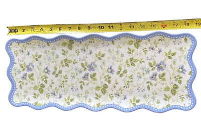 Bandeja de platos florales azules Laura Ashley 19” x 8” melamina primavera verano flores Foto 1 de 4
