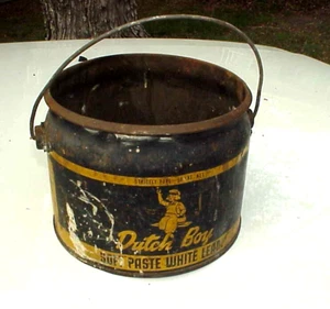 50 LB. CAN W/HANDLE, DUTCH BOY SOFT PASTE WHITE LEAD, 6 3/4" HIGH, 8 1/2" DIAM. - Picture 1 of 9