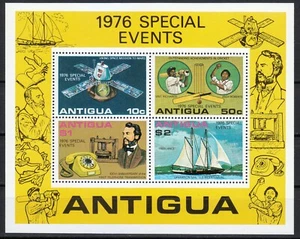 Antigua 1976 MNH Mi Block 27 Sc 458a Viking Space / Cricket Cup / Telephone ** - Picture 1 of 2