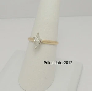 1/2CT Natural Marquise Diamond Solitaire Engagement Wedding Ring 14K Yellow Gold - Picture 1 of 13